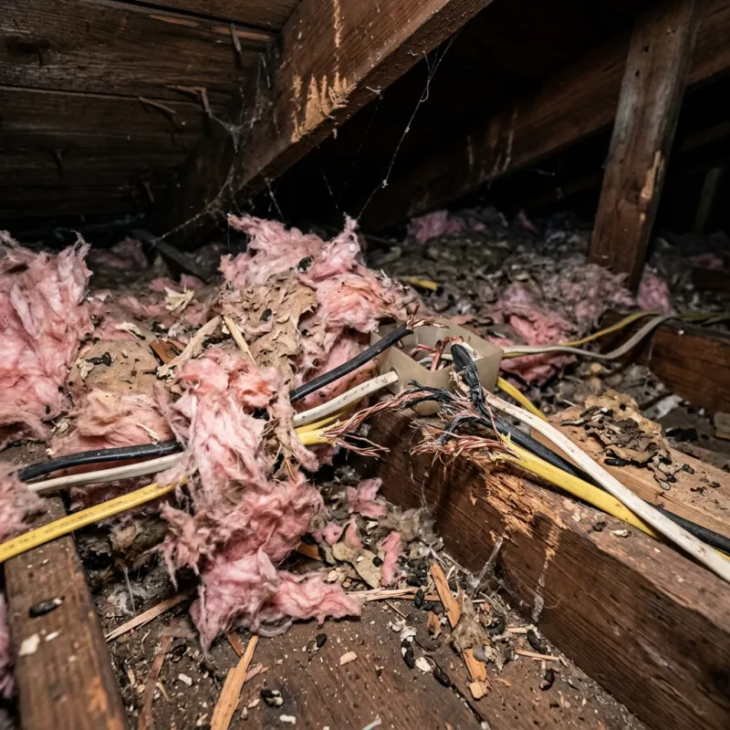 Contaminated ceiling insulation being assessed in a Christmas Hills roof space