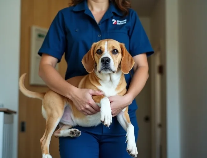 Technician respectfully transporting a deceased dog in Christmas Hills